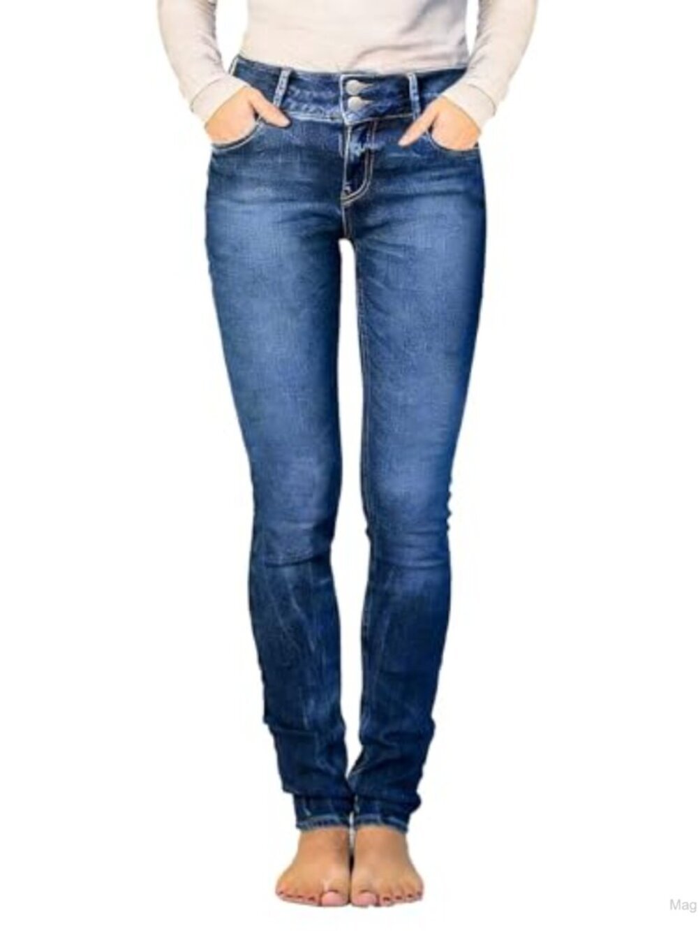 High Rise Skinny Jeans Butt Lifting Stretch Denim